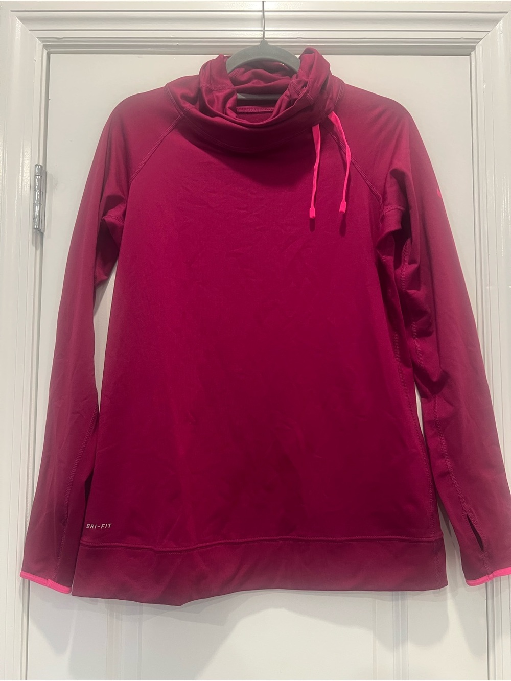 Nike Women’s Pink Funnel Neck Performance Dri-fit top - Large